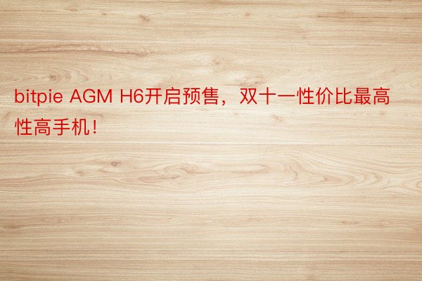bitpie AGM H6开启预售，双十一性价比最高性高手机！