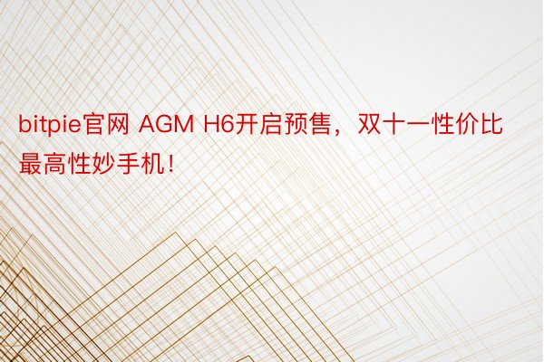 bitpie官网 AGM H6开启预售，双十一性价比最高性妙手机！