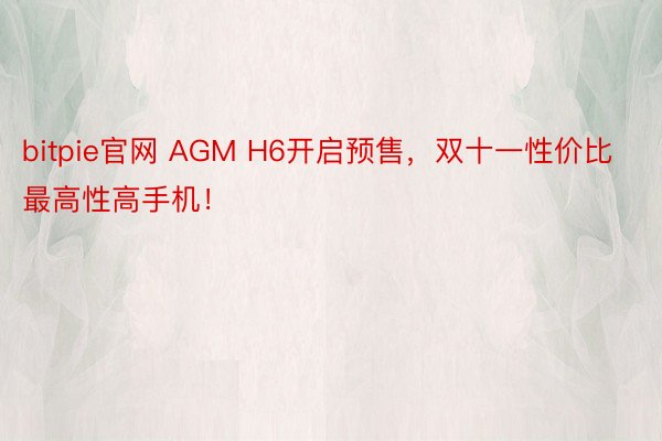 bitpie官网 AGM H6开启预售，双十一性价比最高性高手机！
